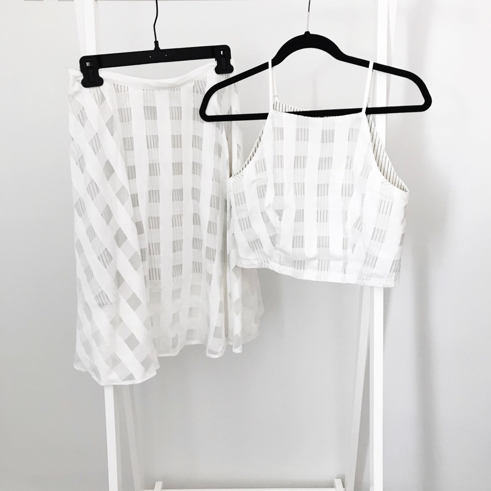 Checked Crop Top and Midi Skirt Set